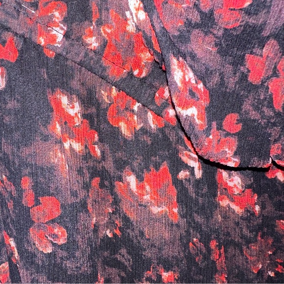 Rachel Zoe Silk Size 4 Black and Red Floral Print Jumpsuit Wide Leg Ruffled - Picture 9 of 14